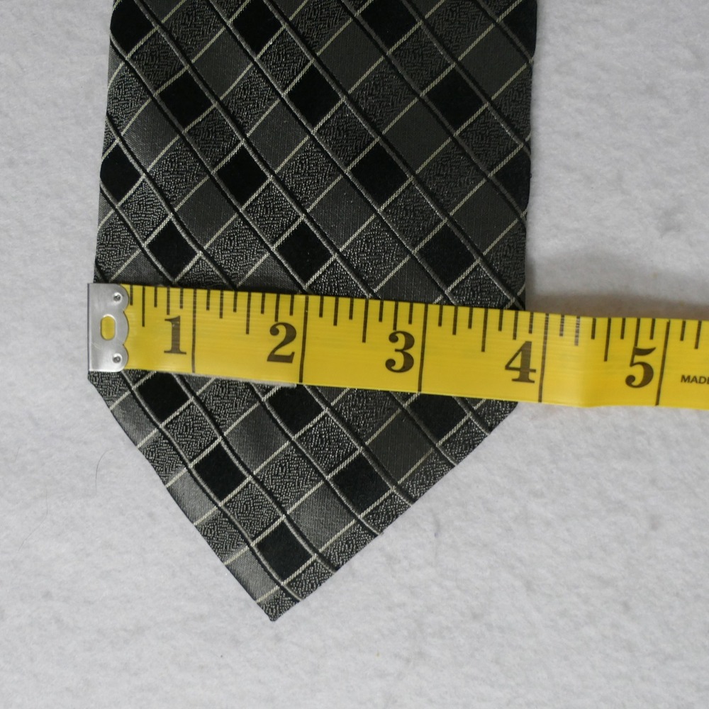 Valerio Garati Mens Necktie OS Black Gray Geometric Silk HandMade Vintage Office - Picture 4 of 6